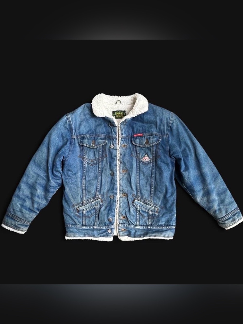 Vintage 1980’s distressed Rifle Golden Rifle Sherpa lined denim jacket men’s M
